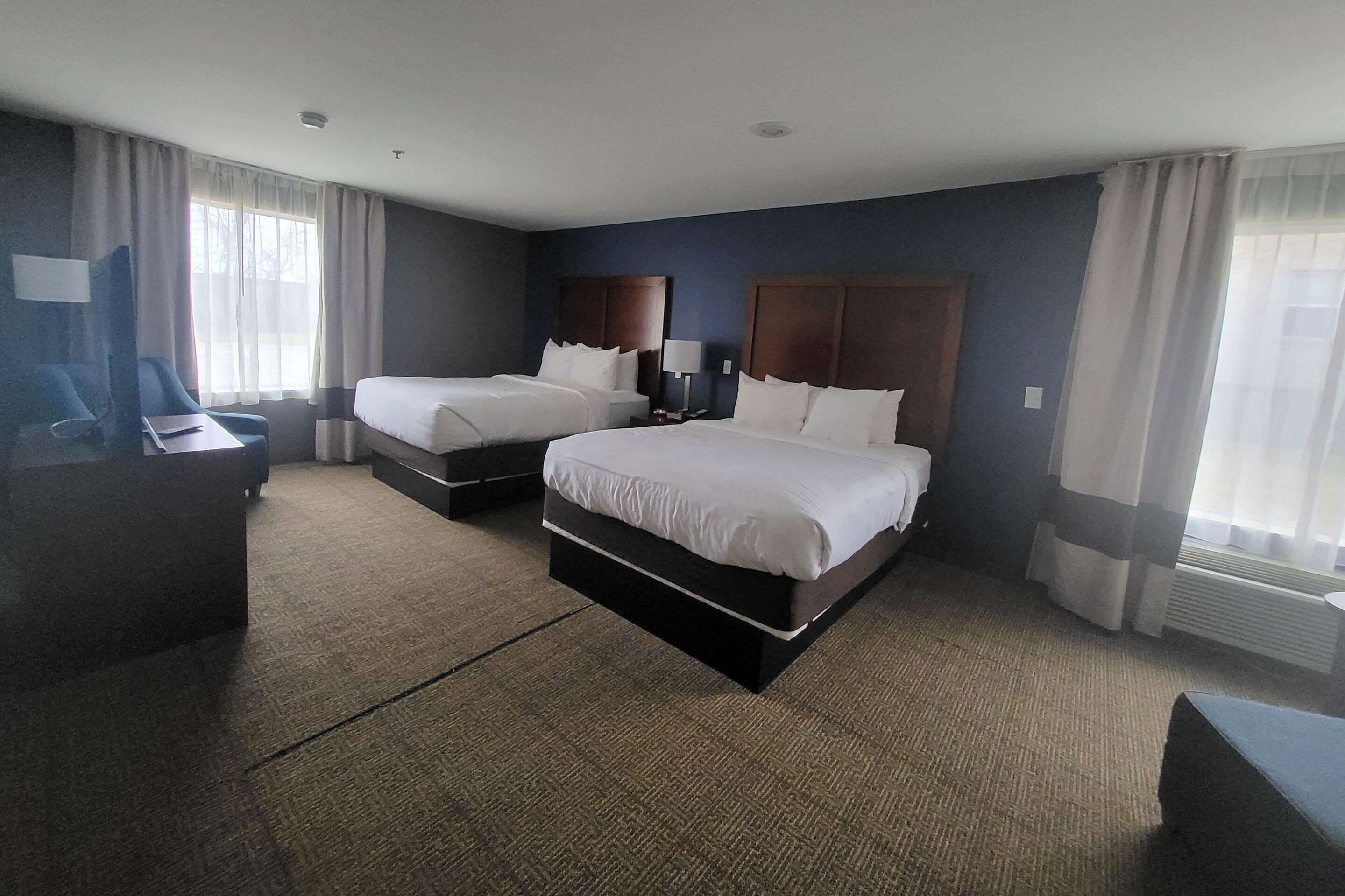 Room, 2 Queen Beds, Accessible, Non Smoking | Desk, laptop workspace, blackout curtains, iron/ironing board
