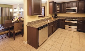 Fridge, microwave, coffee/tea maker