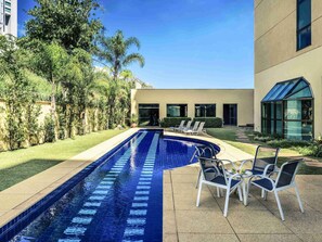 Outdoor pool, sun loungers