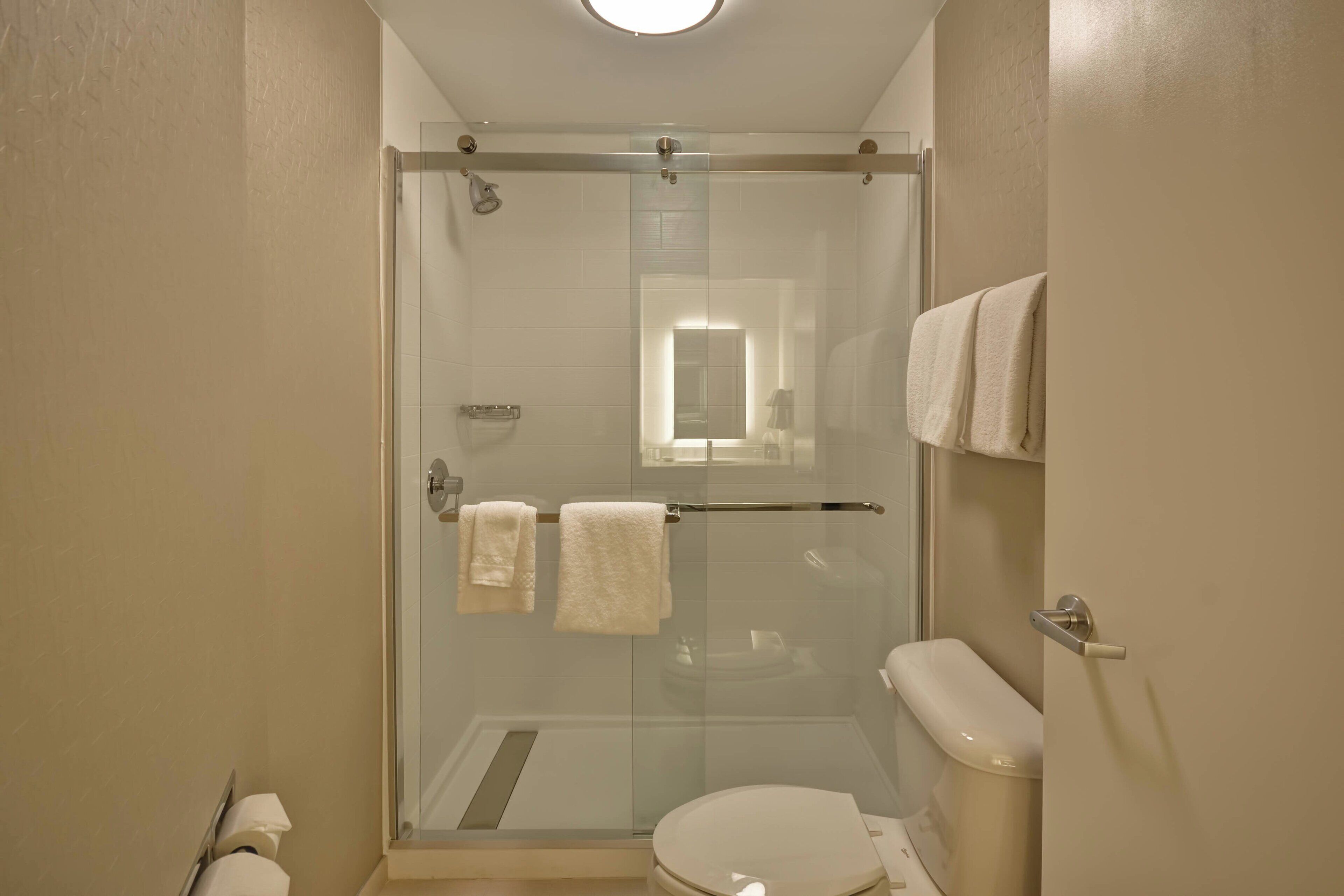 free toiletries, hair dryer, towels