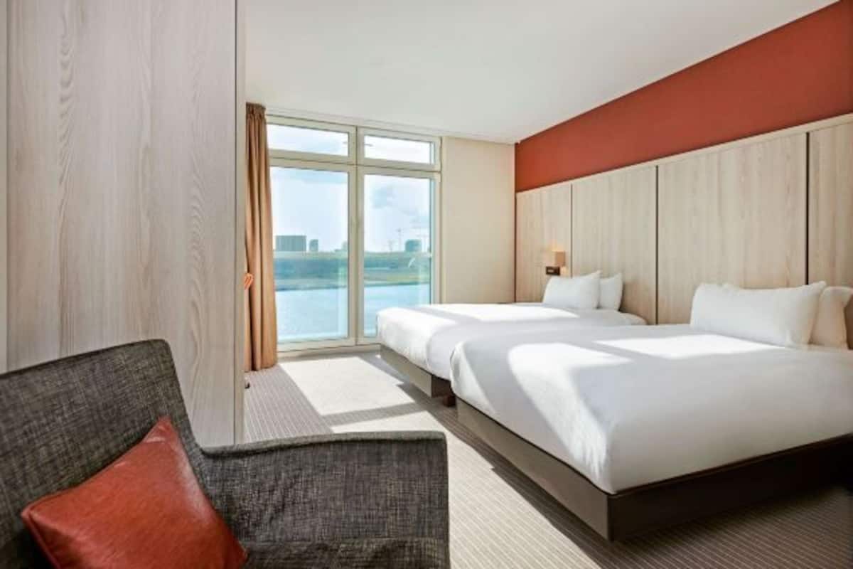 In-room safe, desk, laptop workspace, blackout curtains