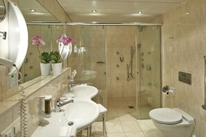 Shower, hair dryer, slippers, towels - Hotel Ambassador Brig (Brig)