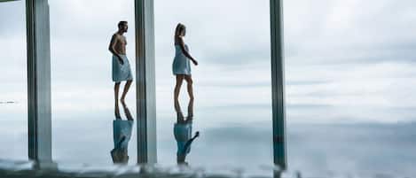 Indoor pool, open 7:00 AM to 9:00 PM, pool umbrellas, sun loungers