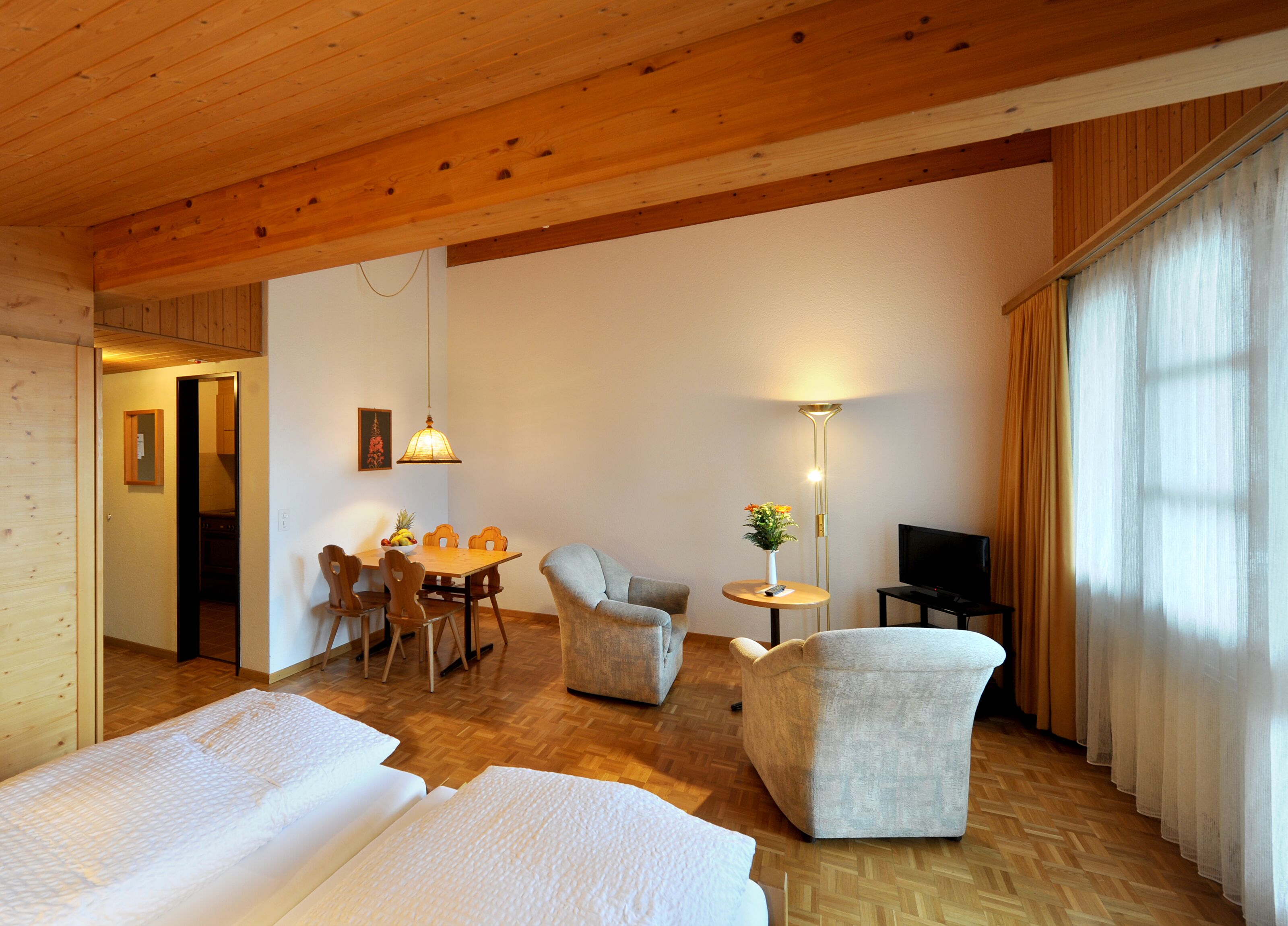 studio, kitchen | living area | tv