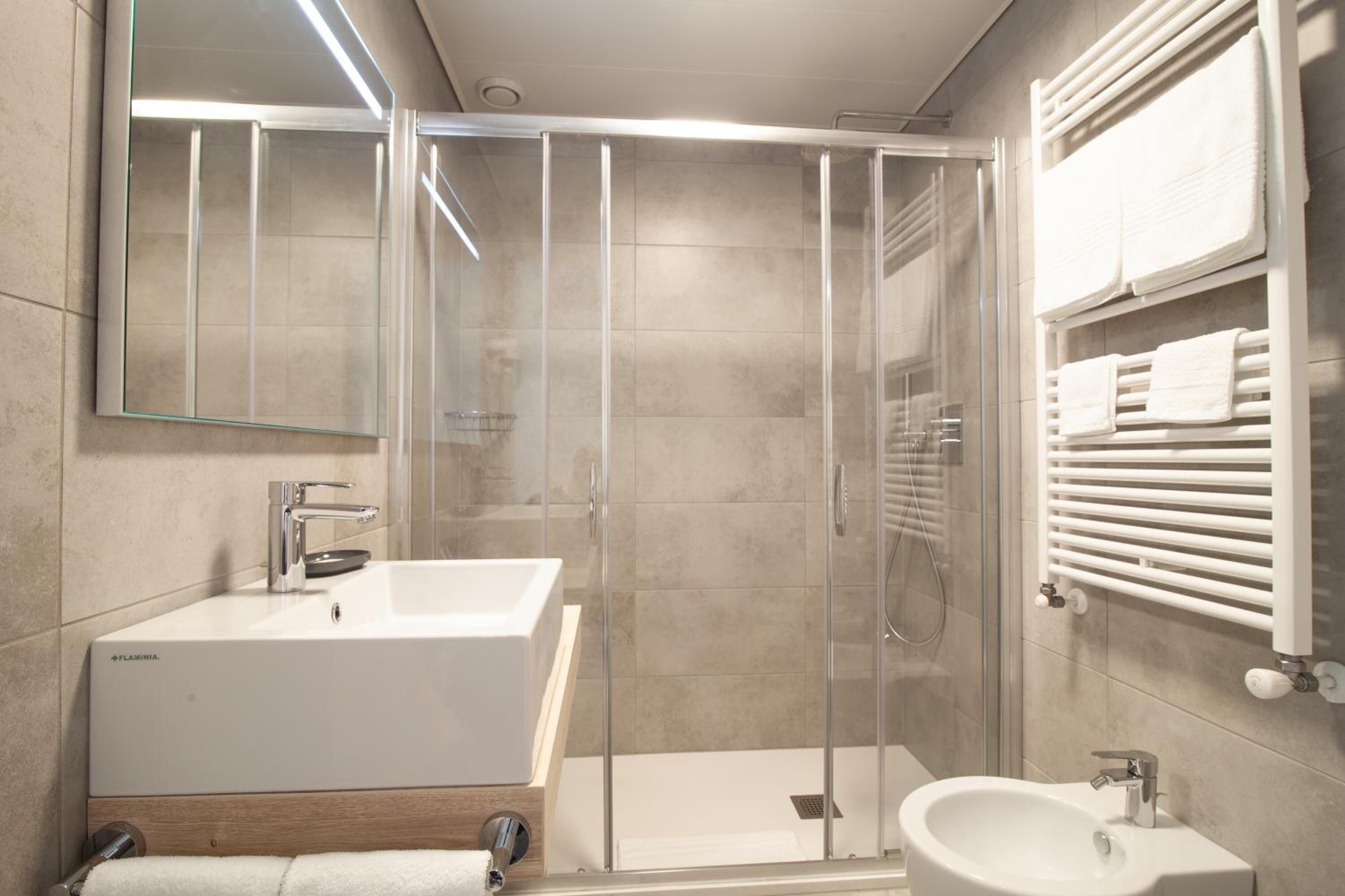 hair dryer, bidet, towels