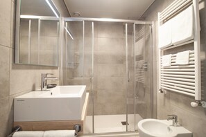 Hair dryer, bidet, towels