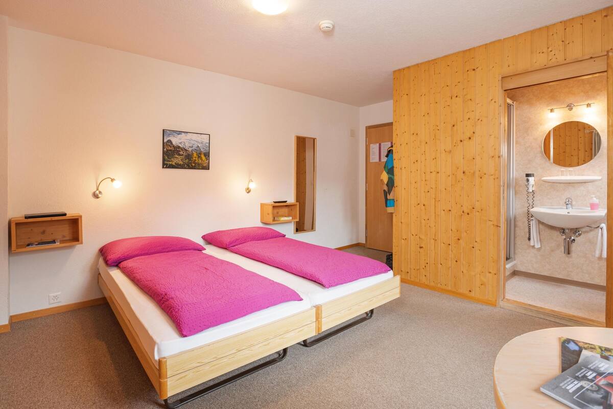 Habitación con 2 camas individuales, baño privado | Caja fuerte, wifi gratis, ropa de cama