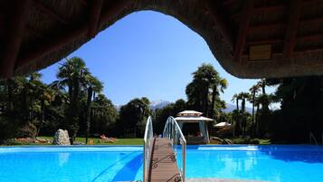 AuĂenpool (je nach Saison geöffnet), Sonnenschirme, LiegestĂŒhle