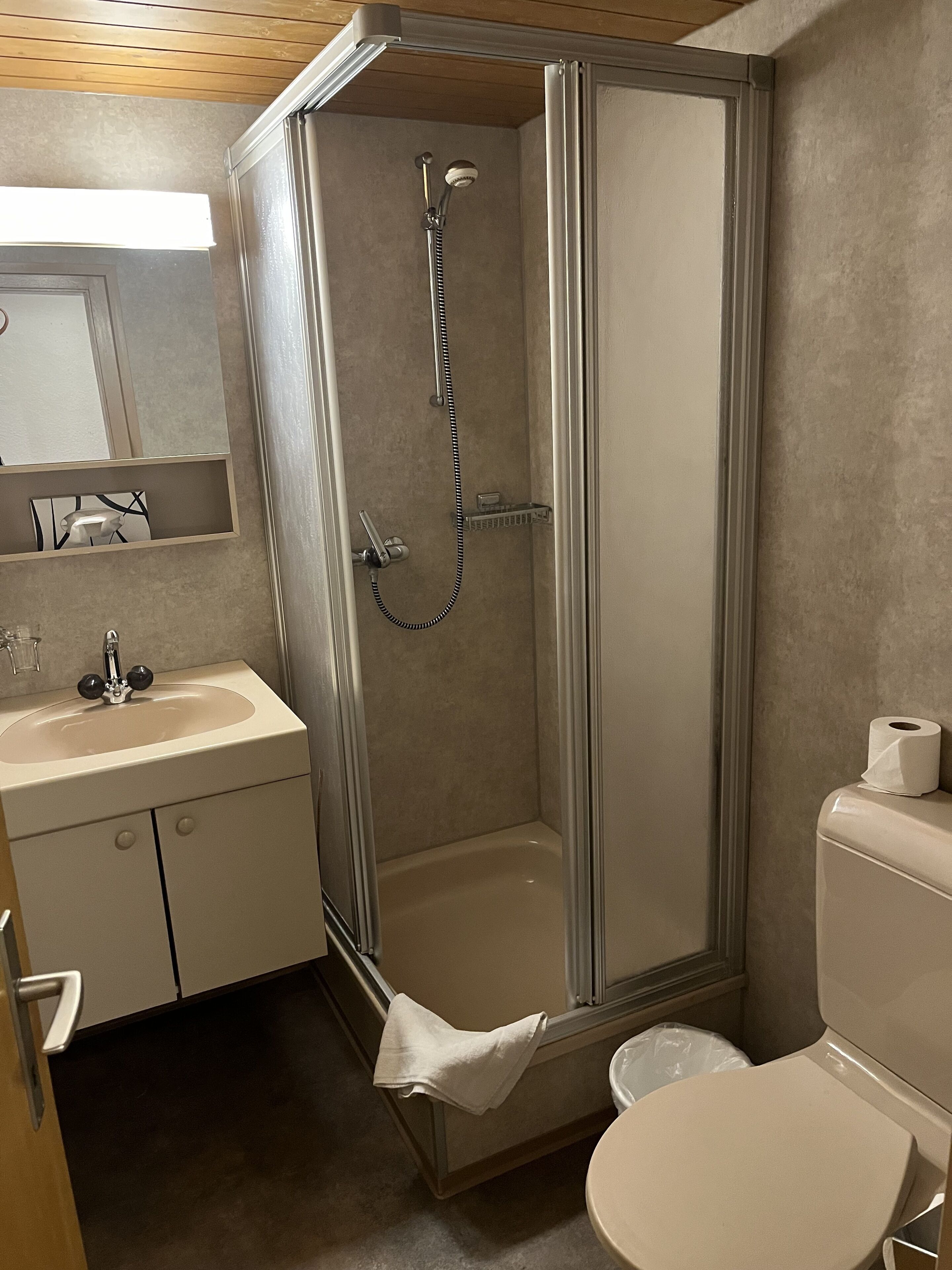 free toiletries, hair dryer, towels