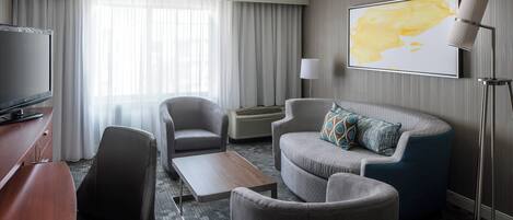 42-inch flat-screen TV with cable channels, TV