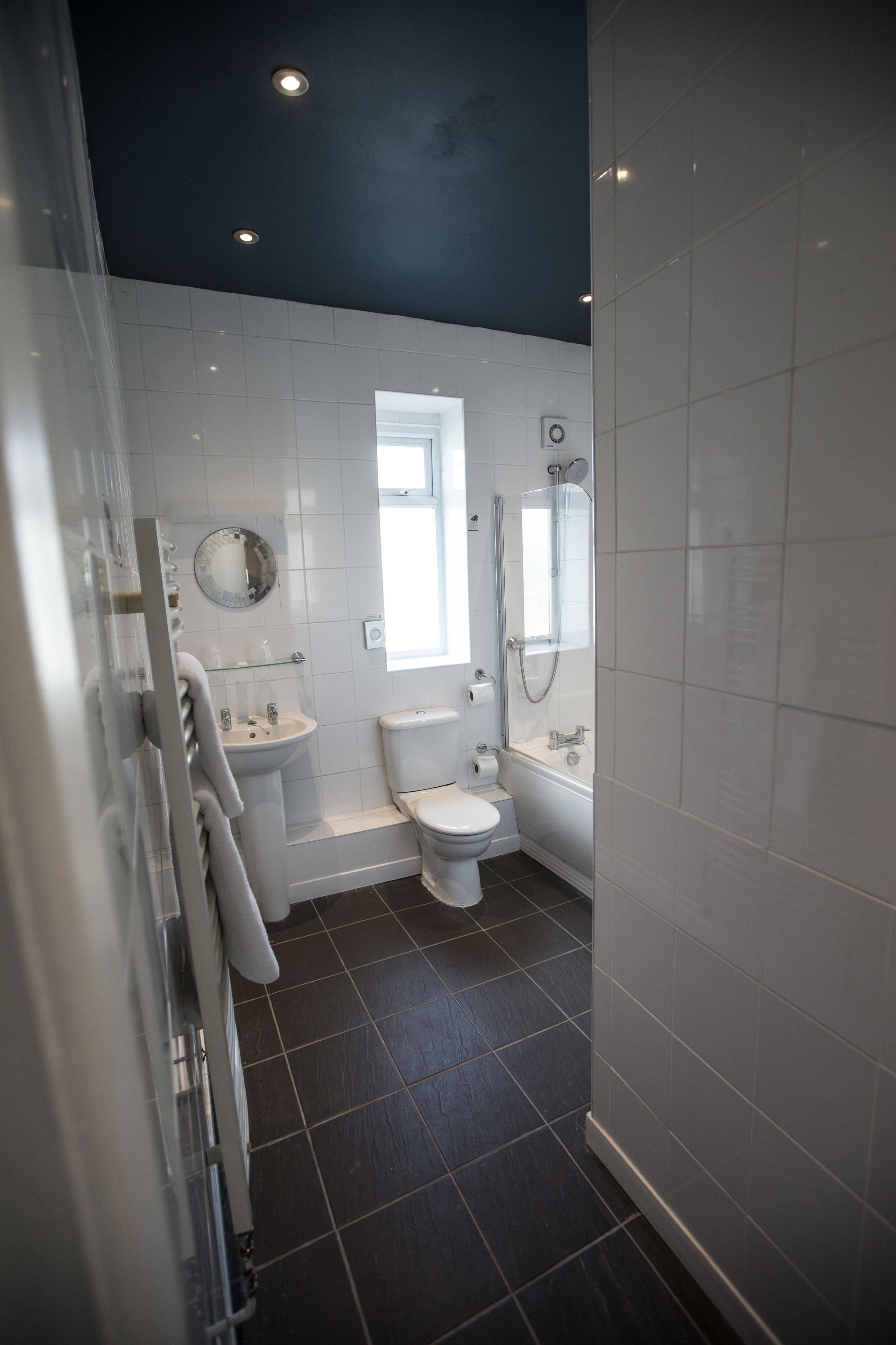 combined shower/bathtub, hydromassage showerhead, free toiletries