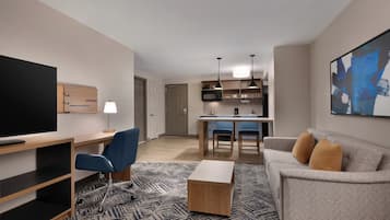In-room safe, desk, laptop workspace, blackout curtains