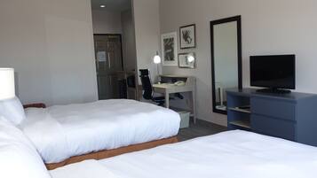 Premium bedding, desk, blackout curtains, iron/ironing board