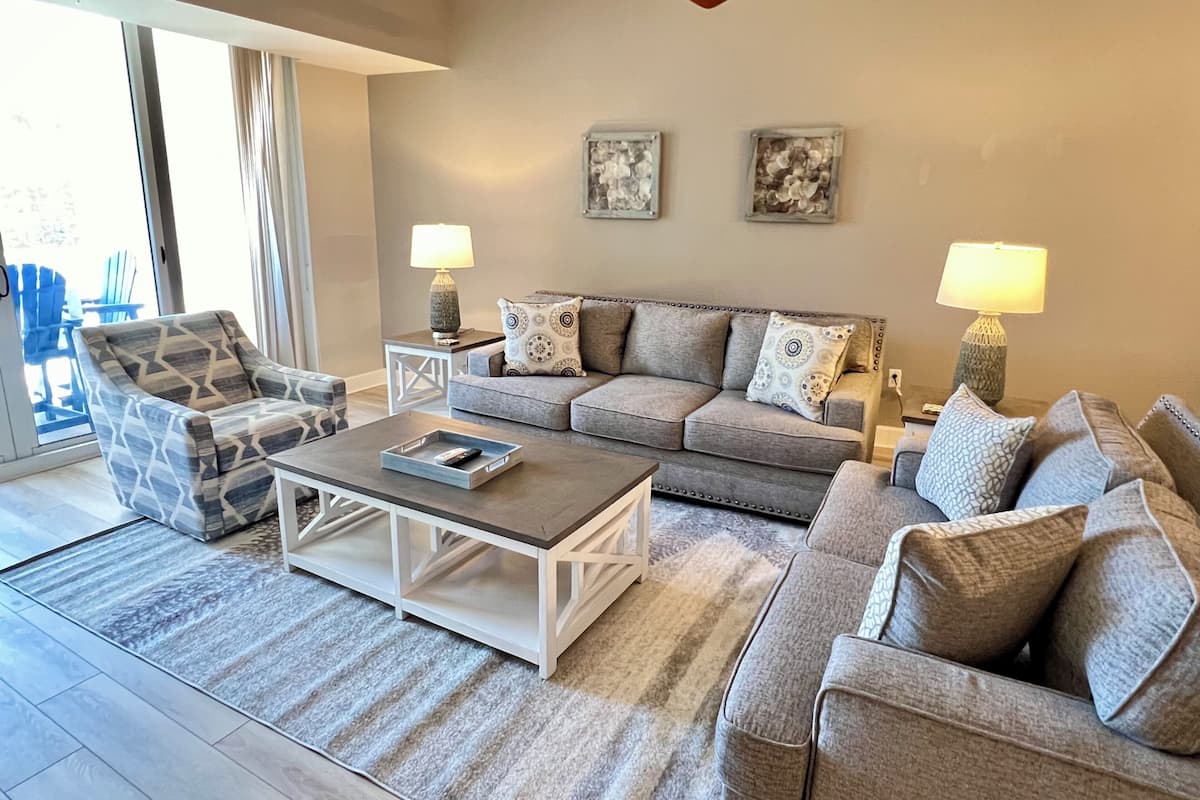 Condo, 2 Bedrooms (Yacht Harbor Village, w/view) | Living area | 27-inch TV with digital channels, DVD player