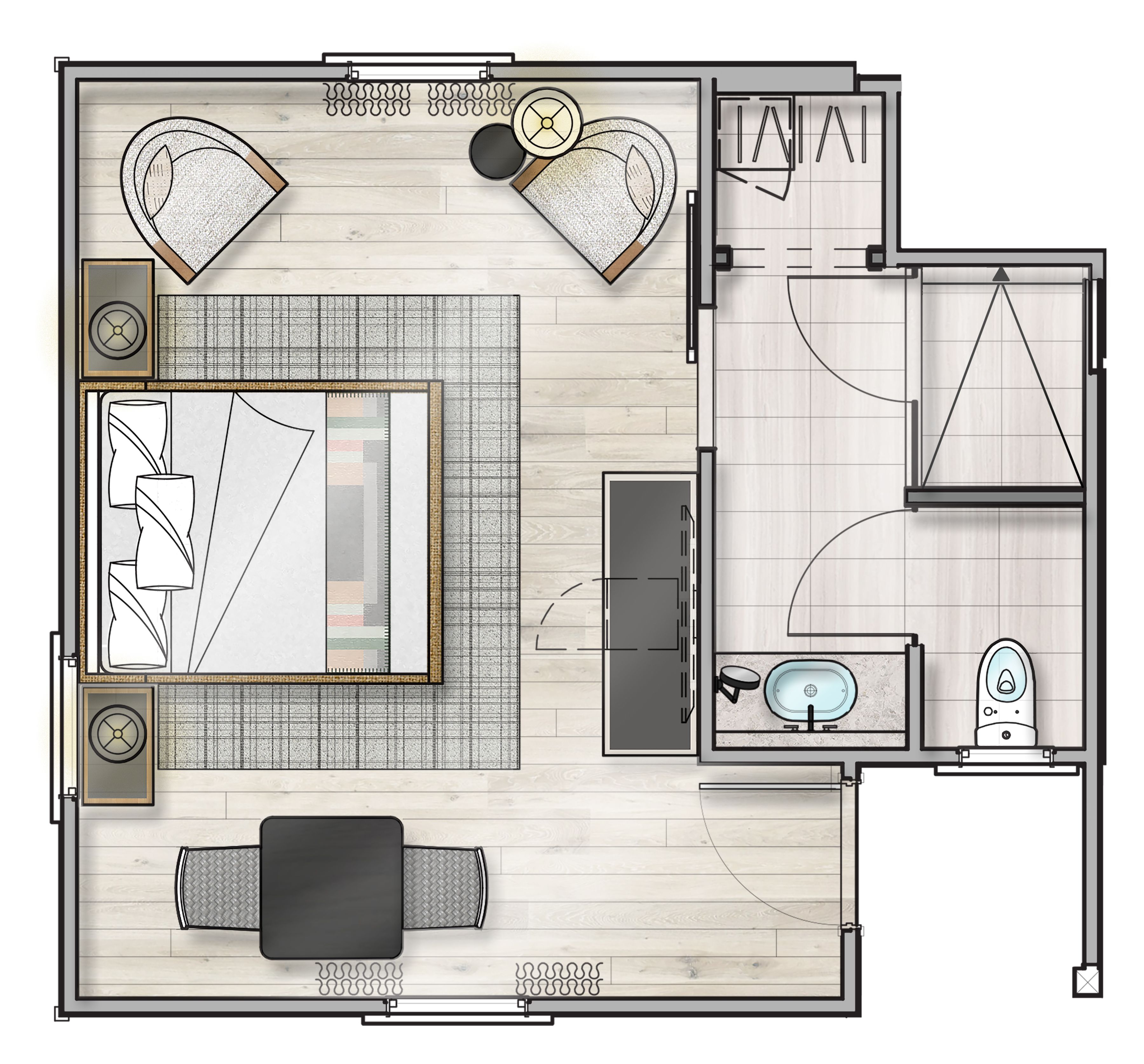 standard king guestroom | floor plan