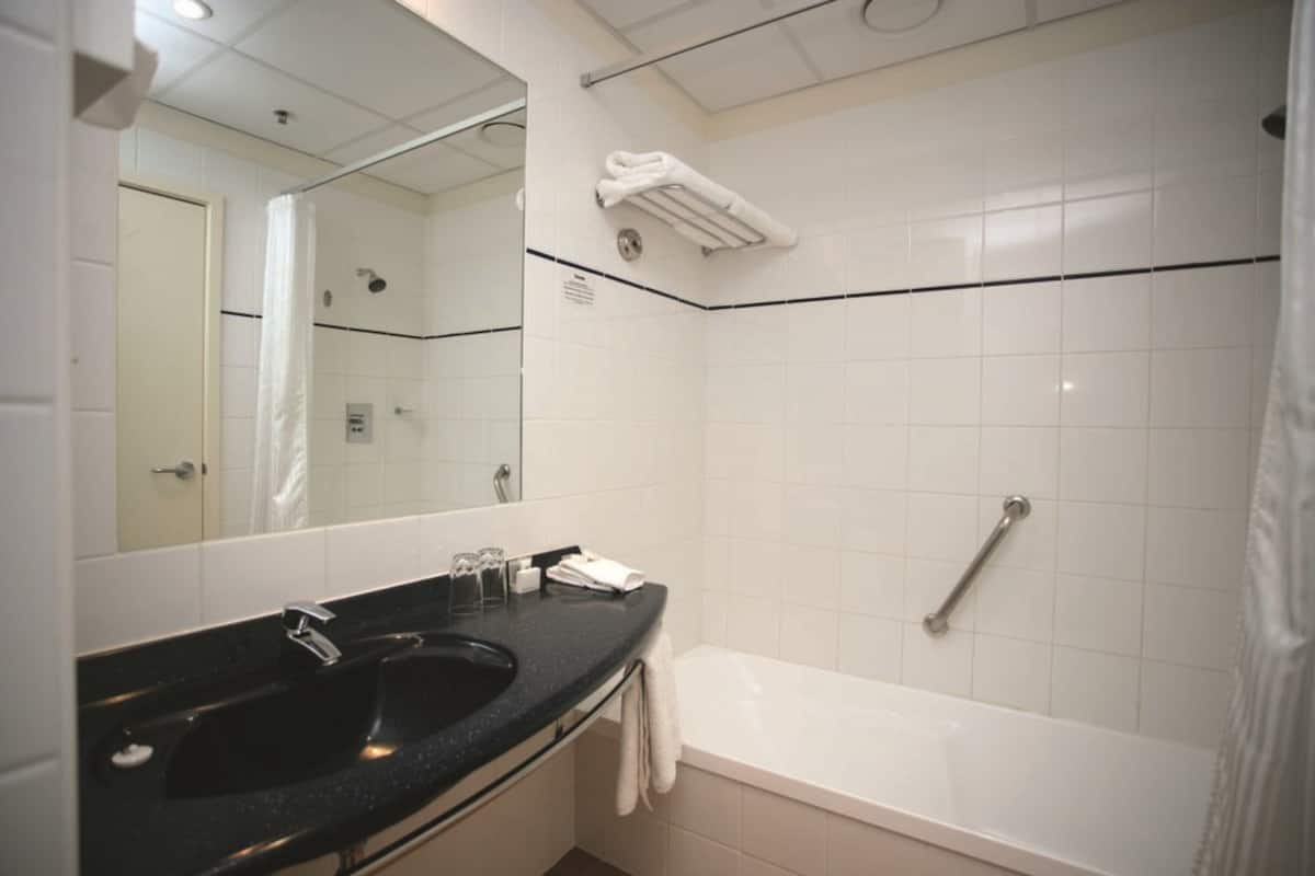 free toiletries, hair dryer, towels