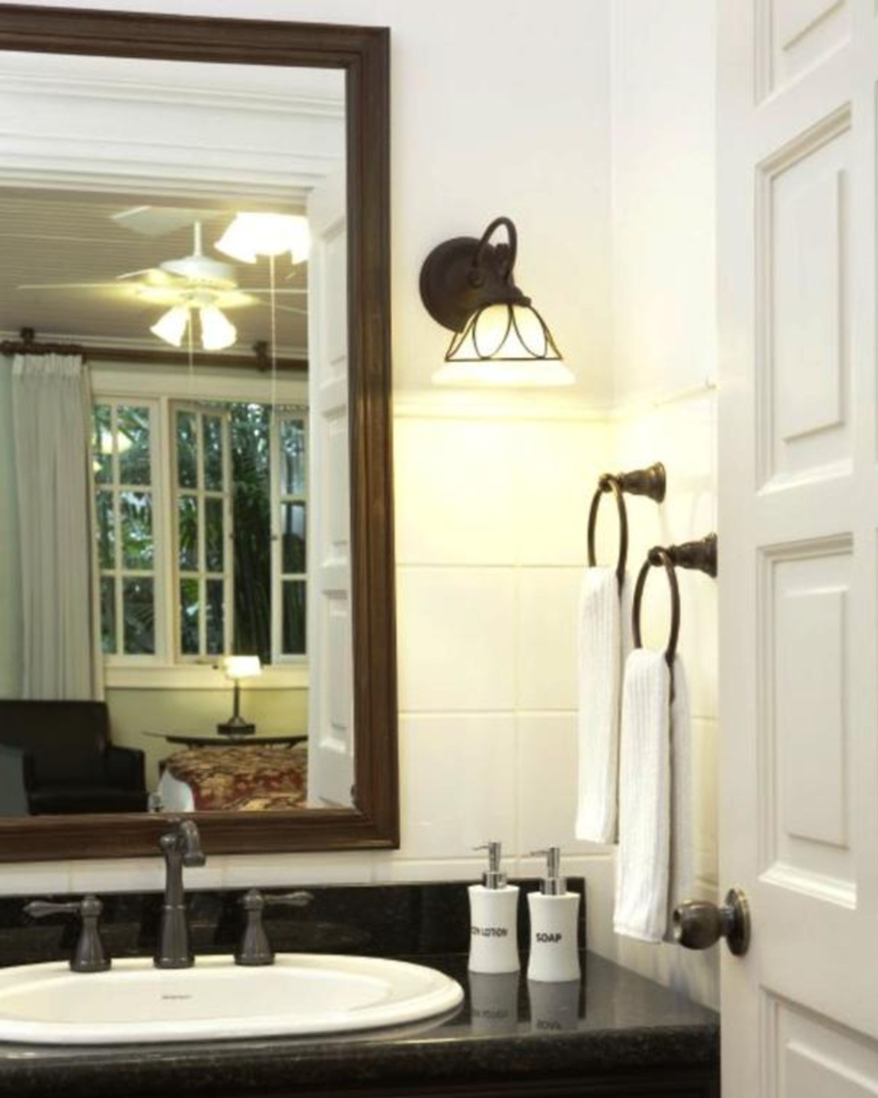 shower, hair dryer, bathrobes, towels