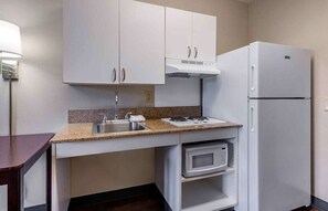Room, 2 Queen Beds, Smoking, Kitchen | Private kitchen | Full-size fridge, microwave, cookware/dishes/utensils