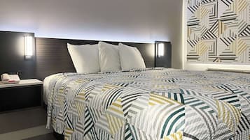 Blackout drapes, free WiFi, bed sheets