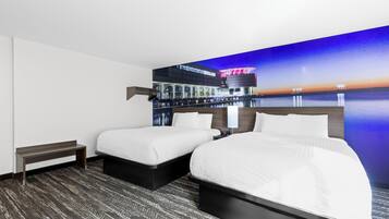 Senior Room, 2 Queen Beds, Accessible, Non Smoking | Premium bedding, down duvets, pillow-top beds, laptop workspace