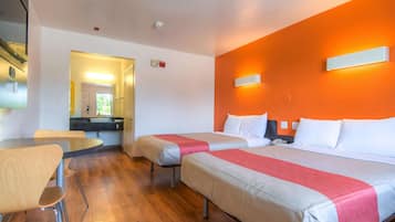 Desk, blackout curtains, free WiFi, bed sheets