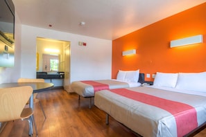 Desk, blackout curtains, free WiFi, bed sheets