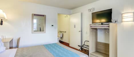 Desk, free WiFi, bed sheets