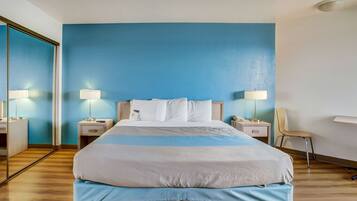 Desk, free WiFi, bed sheets