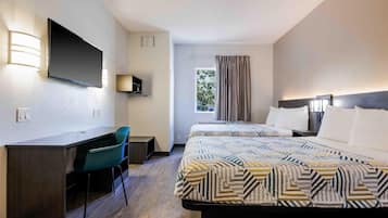 Desk, laptop workspace, blackout drapes, free WiFi