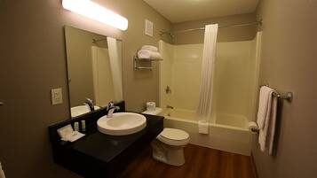 Un baño con lavabo, espejo, inodoro y ducha.