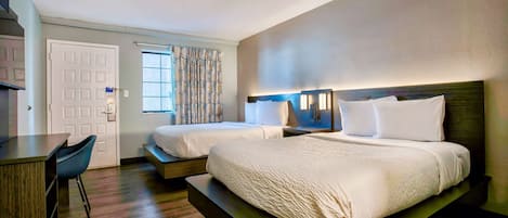 Escritorio, wifi gratis, ropa de cama y acceso para silla de ruedas
