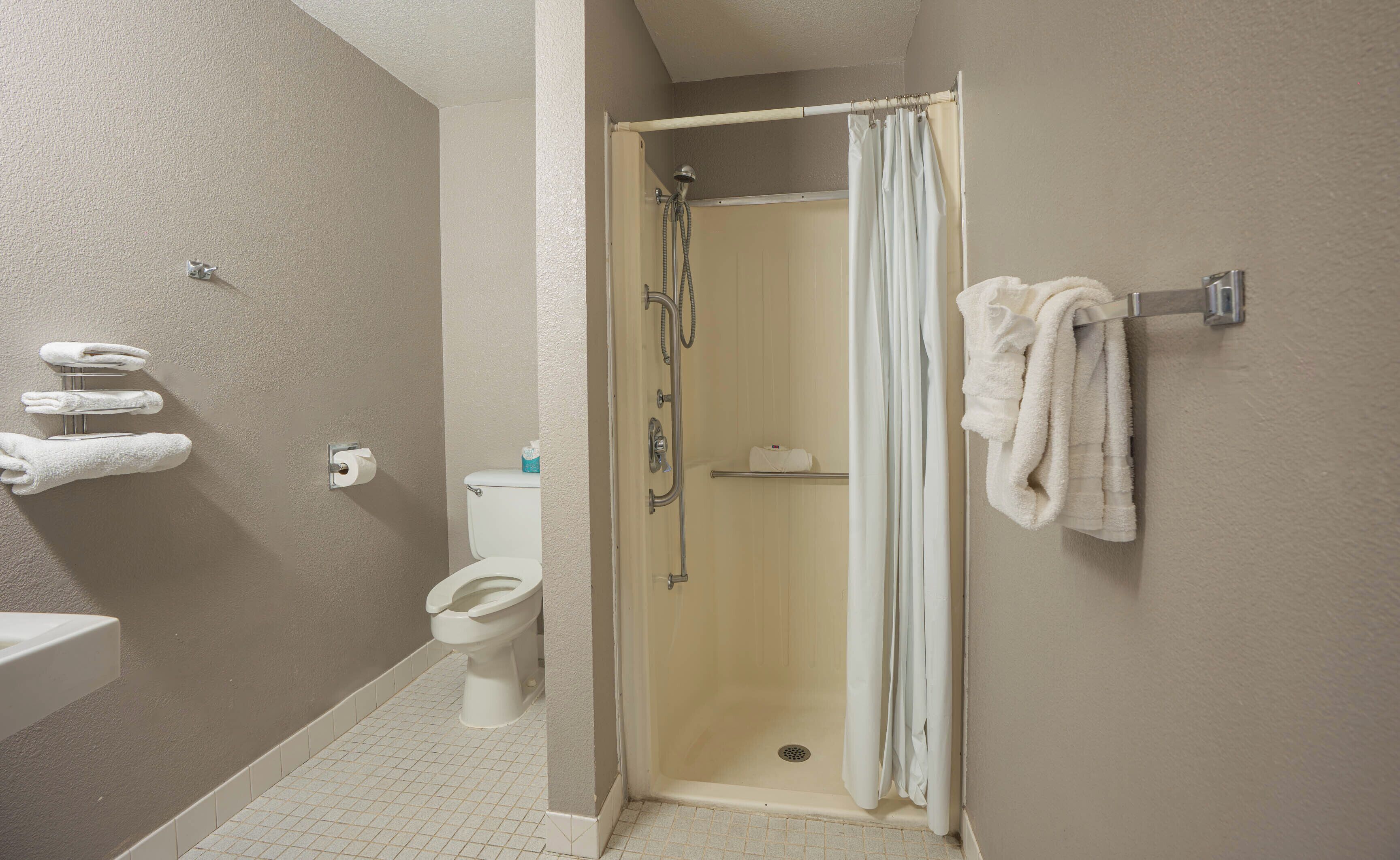 Standard Room, 1 King Bed, Non Smoking | Bathroom | Shower, towels