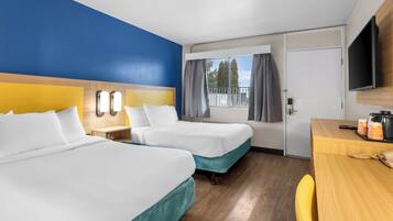 Standard Room, 2 Double Beds, Non Smoking | Desk, laptop workspace, free WiFi, bed sheets