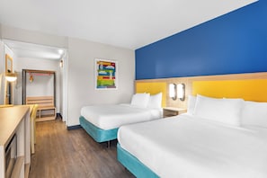 Standard Room, 2 Double Beds, Non Smoking | Desk, laptop workspace, free WiFi, bed sheets