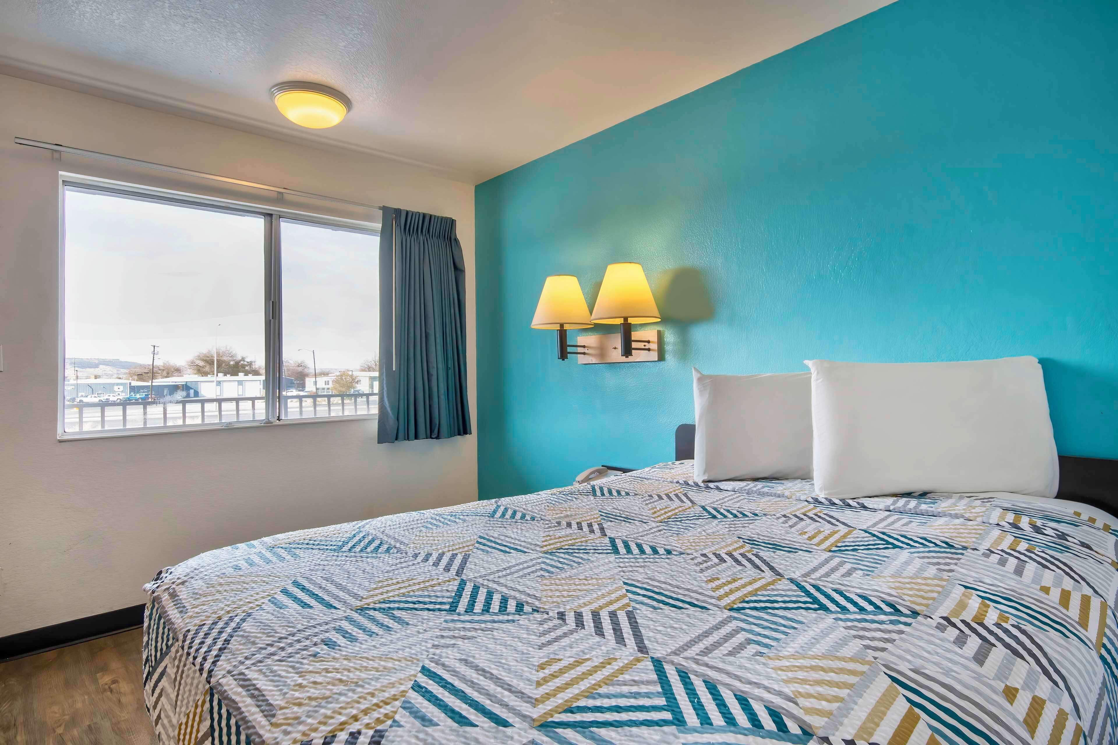 Desk, laptop workspace, blackout drapes, free WiFi