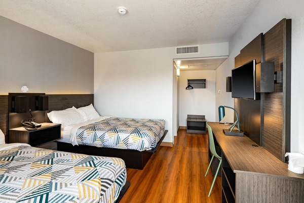 Standard Room, 2 Double Beds, Non Smoking | Desk, WiFi (free), bed sheets