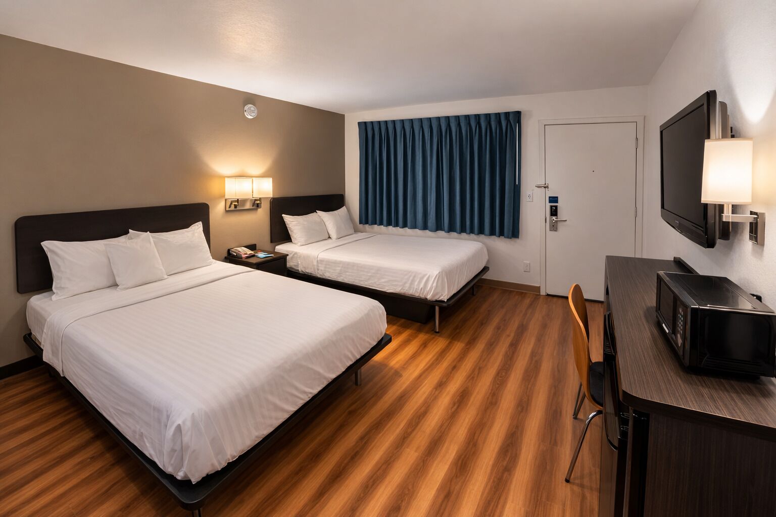 Standard Room, 2 Double Beds, Non Smoking | Blackout drapes, iron/ironing board, bed sheets