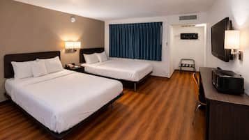 Standard Room, 2 Double Beds, Non Smoking | Blackout drapes, iron/ironing board, bed sheets