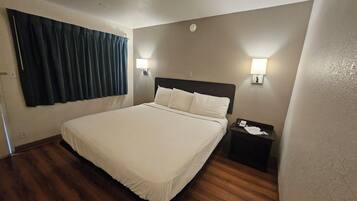 Blackout curtains, iron/ironing board, bed sheets