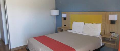 Desk, free WiFi, bed sheets, alarm clocks