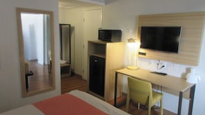 Desk, free WiFi, bed sheets, alarm clocks