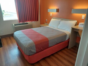 Desk, free WiFi, bed sheets