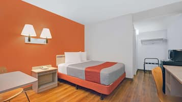Desk, free WiFi, bed sheets