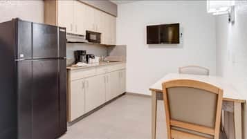 Fridge, microwave, coffee/tea maker
