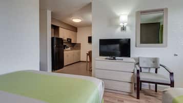 Blackout curtains, iron/ironing board, free WiFi, bed sheets