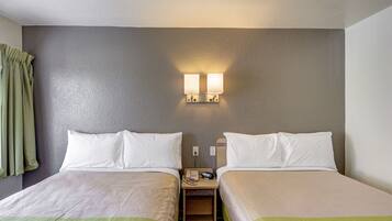 WiFi (free), alarm clocks, bed sheets