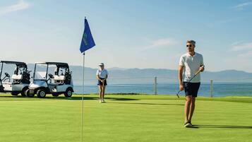 Enjoy a round of golf with ocean views.