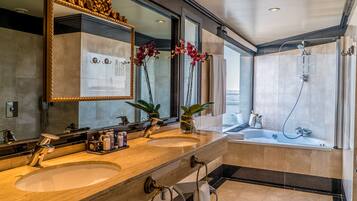 Free toiletries, hair dryer, bidet, towels