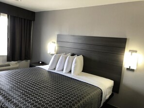 Desk, blackout drapes, iron/ironing board, free WiFi