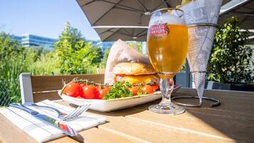 Breakfast, lunch, dinner served; garden views